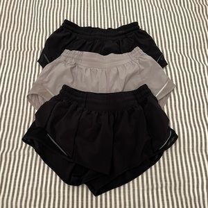 Lot of 3 Lululemon Hotty Hot shorts size 6